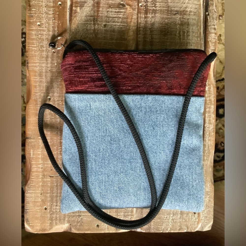 Handmade Recycled Denim Fabric Crossbody Ladies Party Purse